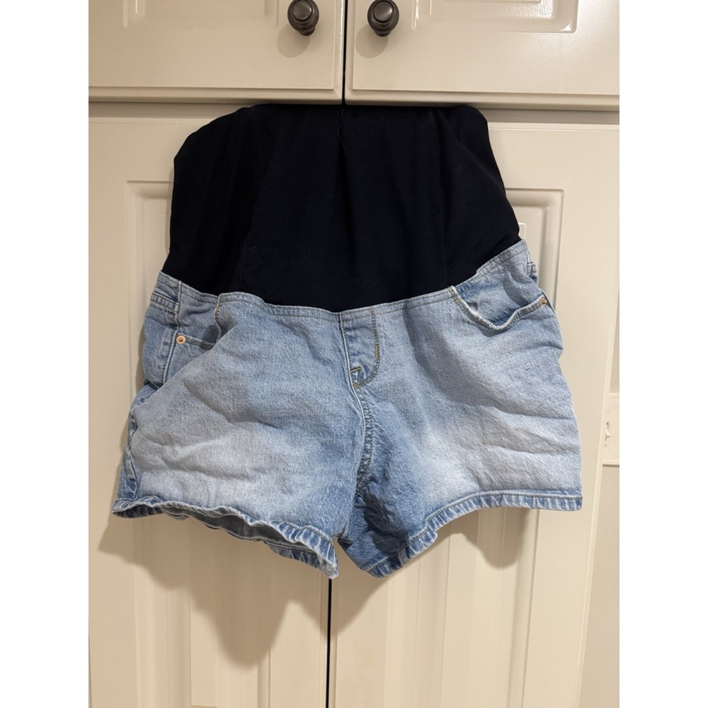 Isabel Maternity Blue Jean Shorts Midi Short Size 10 Light Wash
